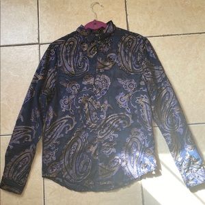 ASOS MENS SHEER VELOUR BUTTON UP SHIRT